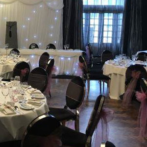 A fabulous wedding at Derwent Manor Hotel in County Durham with one of our Starlit Backdrop, Top Table packages.
