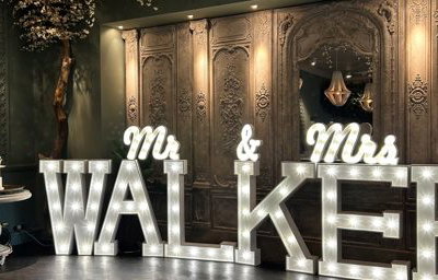 Our bespoke light up surname letters at the stunning Croft Hotel Darlington, County Durham