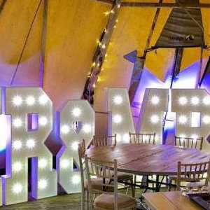 Our Giant Led Mr & Mrs at the award winning Woodhill Hall Otterburn, Northumberland.