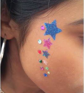Stars glitter tattoo with gems