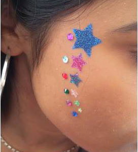 Stars glitter tattoo with gems