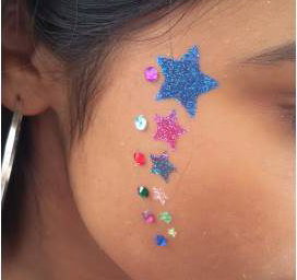 Stars glitter tattoo with gems
