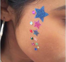 Stars glitter tattoo with gems
