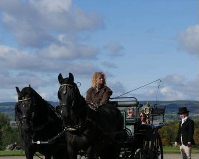 Carriage Driving Period Drama - Horse Drawn Carriage with pair of black friesian horses at National Trust from Marc Lovatt and The Cavalry of Heroes Film Horses and Carriages