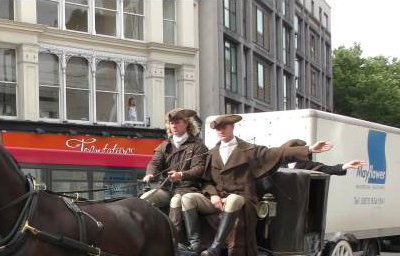 Publicity Stunt for Audible by Amazon Northanger Abbey London Black Friesian Horses from Marc Lovatt and The Cavalry of Heroes Film Horses and Carriages