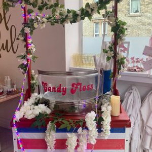 candy floss events stall at beauty parlour promotion