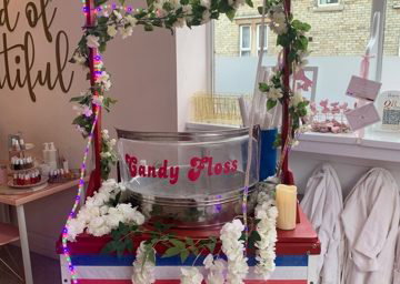 candy floss events stall at beauty parlour promotion