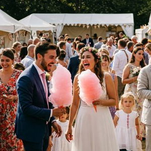 candy floss at a festival wedidng