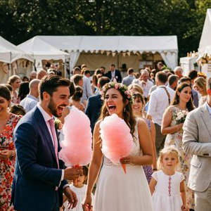 candy floss at a festival wedidng
