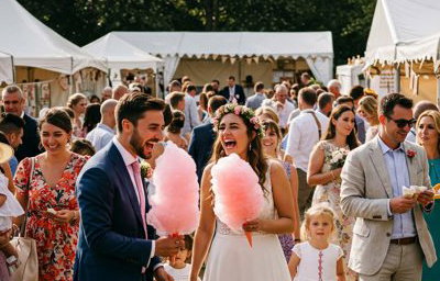 candy floss at a festival wedidng
