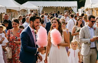 candy floss at a festival wedidng