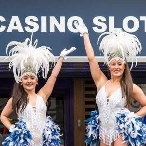 Navy and White Showgirl Stiltwalkers
