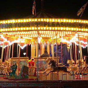 Carnival Fun Fairs Golden Carousel Nightime