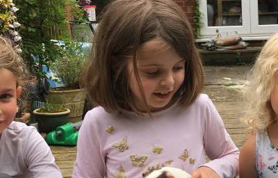 Feeding Apple and Crumble the Guinea Pigs