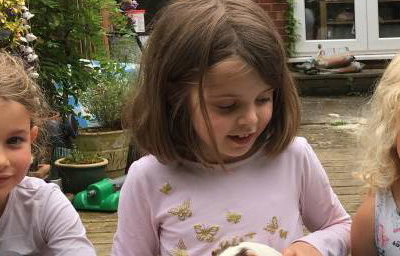 Feeding Apple and Crumble the Guinea Pigs