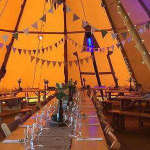 Giant Tipi - table:bench sets seating arrangment 