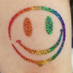 Glitter Tattoo Rainbow Smiley