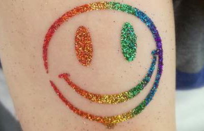 Glitter Tattoo Rainbow Smiley
