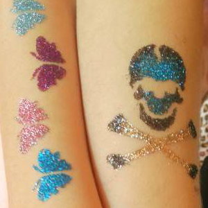 Glitter Tattoo Butterflies & Skull
