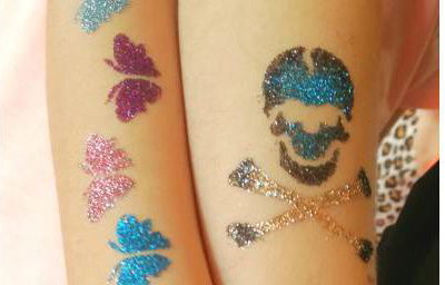 Glitter Tattoo Butterflies & Skull