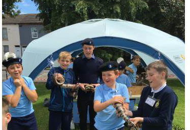 Some scouts meeting the animals