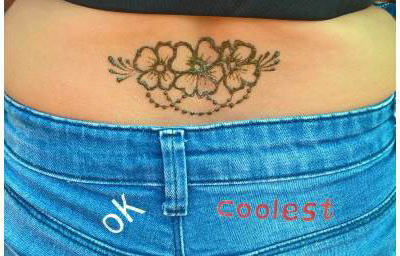 Lovely lower back design at a festival