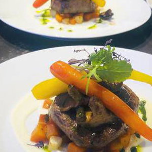 Fillet steak with heritage carrots and Mizo glazed mushrooms