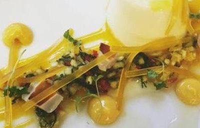 Lychee panna cotta with mango and passionfruit salsa 