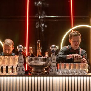 Neon arch cocktail bar at The Chancery Rosewood