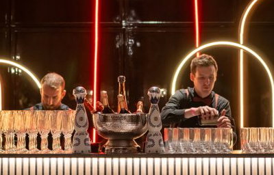 Neon arch cocktail bar at The Chancery Rosewood