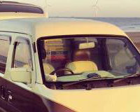 Van at sea front