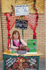 Traditionally decorated reading booth with no dress theme (work party)