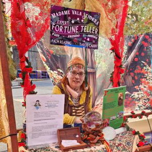 Festival booth with bright fortune teller theme