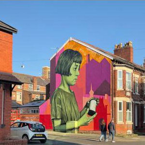Cotton mill worker mural, Manchester