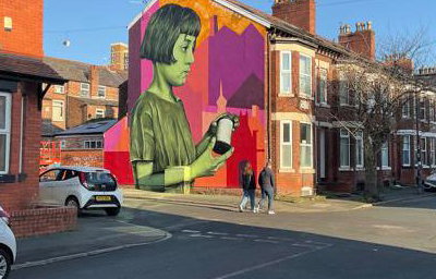 Cotton mill worker mural, Manchester