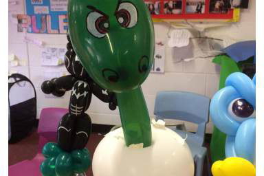 This angry dino was made for some children at a school fete