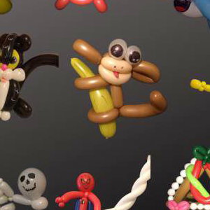 A few balloon creations made at a party.