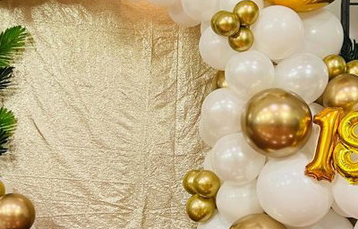 White and gold balloon garland