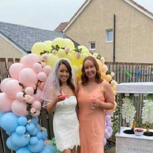 Balloon hoop and champagne cart