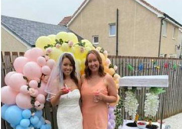 Balloon hoop and champagne cart