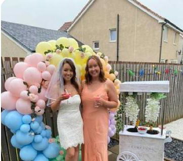 Balloon hoop and champagne cart