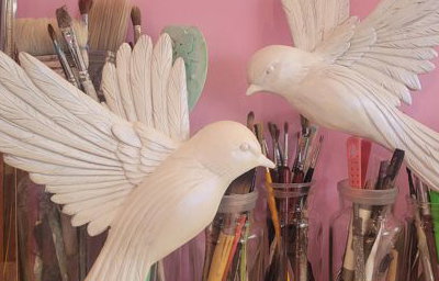 Hand carved birds for Annabells Private members club