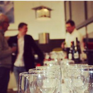wine tasting at a kitchen showroom