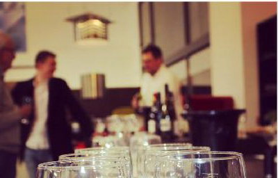 wine tasting at a kitchen showroom