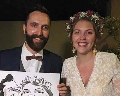 Bride Groom Caricature artist UK LR