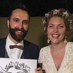 Bride Groom Caricature artist UK LR
