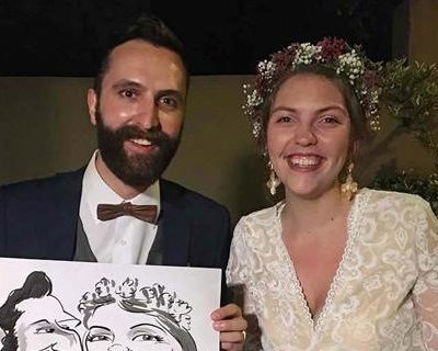 Bride Groom Caricature artist UK LR