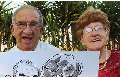 Caricature Old couple Wedding