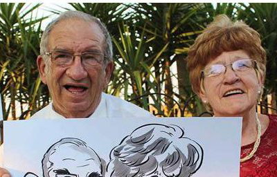 Caricature Old couple Wedding