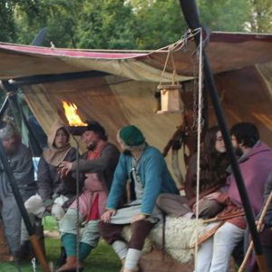 Group under the sail tent